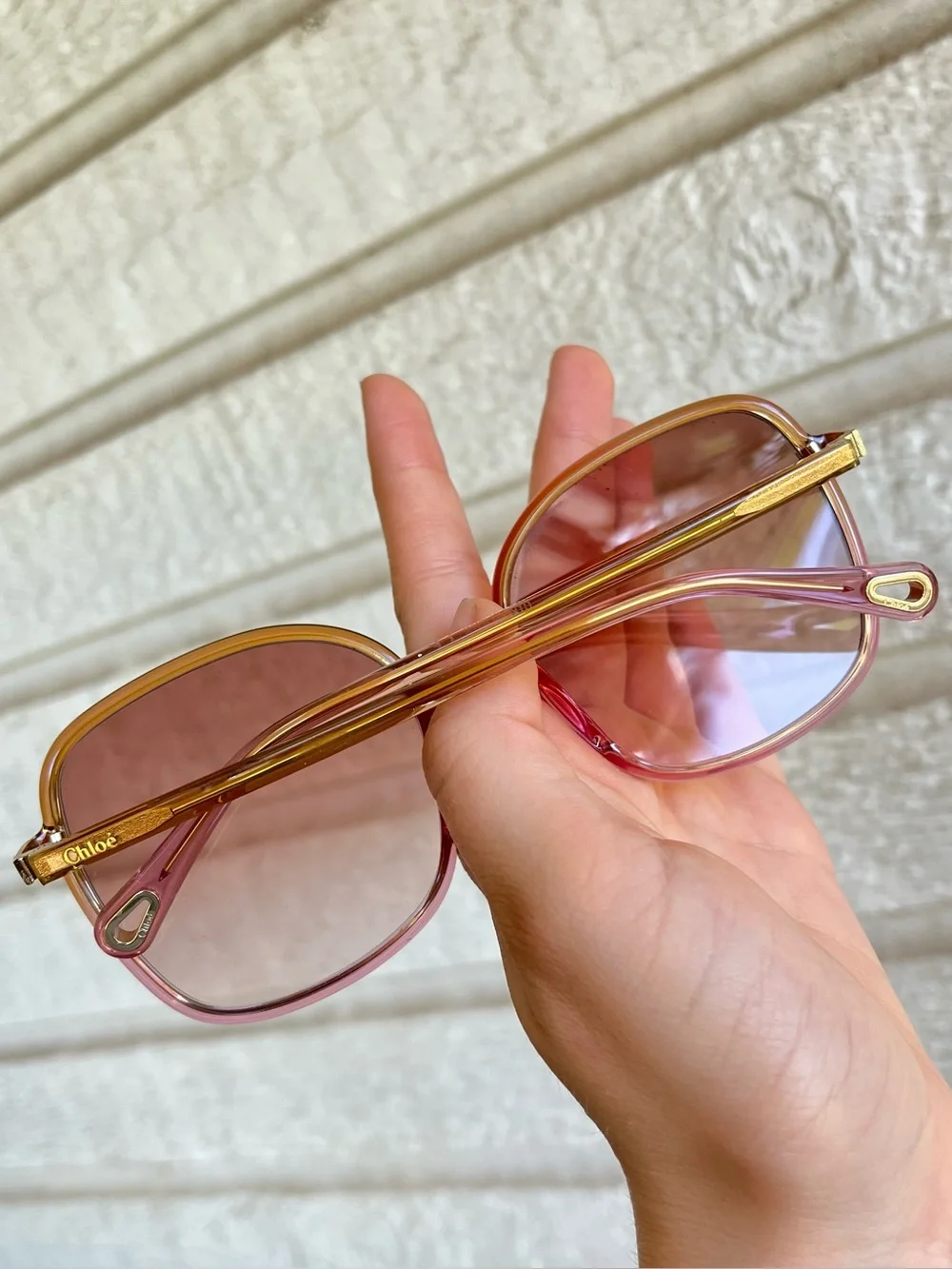 CHLOE Pink Yellow Gold Tortoise Oversized Sunglasses CH0031S